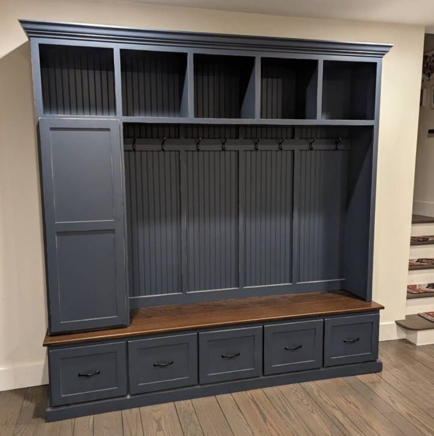 Oregon Mudroom Bench | Shoe Storage | Hall Tree | Standing Coat Rack | Mudroom Furniture (5 section)