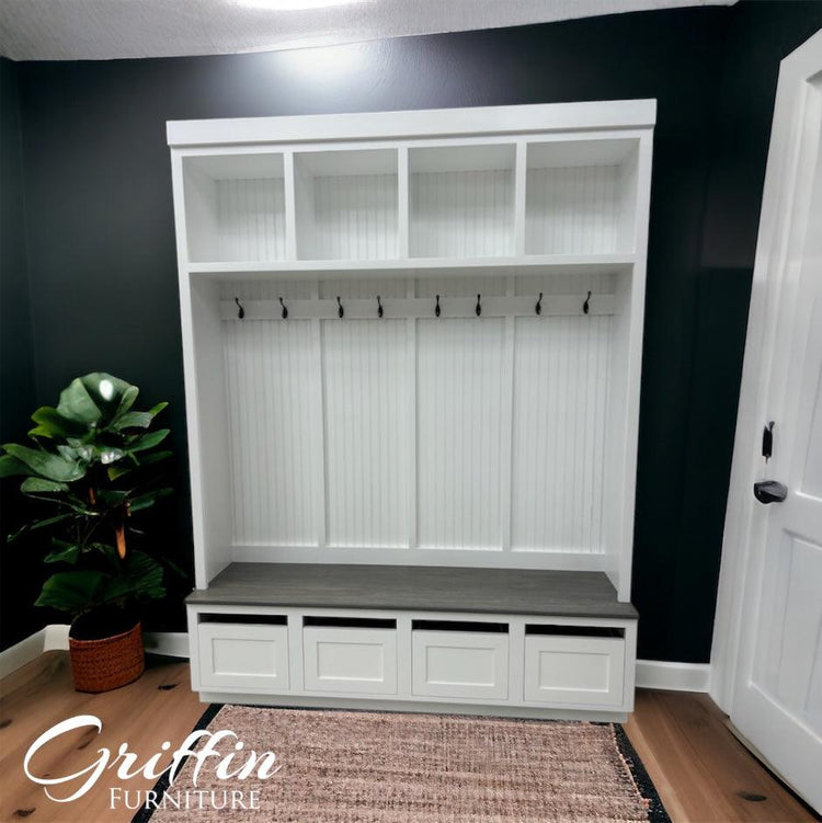 ORLANDO 4-section hall tree with bench and shoe storage - Griffin Furniture