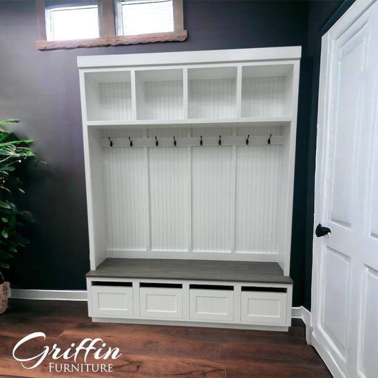 ORLANDO 4-section hall tree with bench and shoe storage - Griffin Furniture