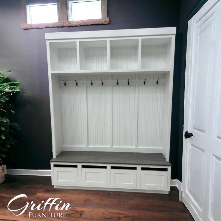 ORLANDO 4-section hall tree with bench and shoe storage - Griffin Furniture