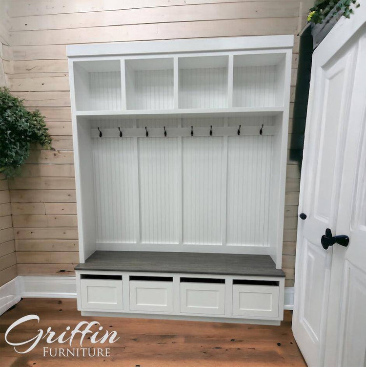 ORLANDO 4-section hall tree with bench and shoe storage - Griffin Furniture