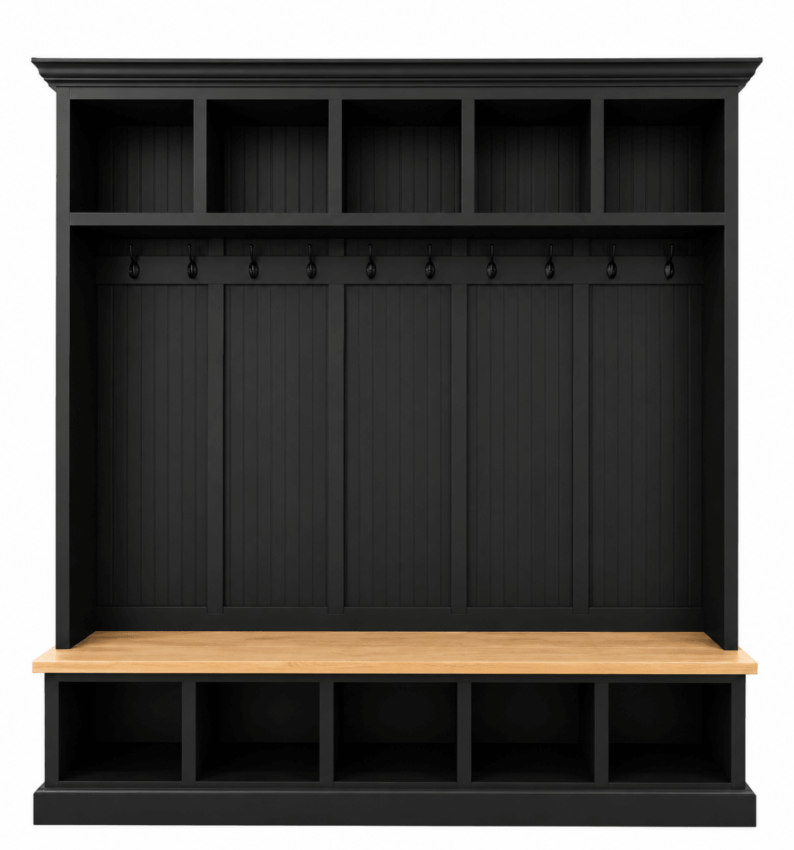 Pennsylvania 5-Section Entryway Bench with Storage – Custom Mudroom Seating | Wood Hall Tree Organizer