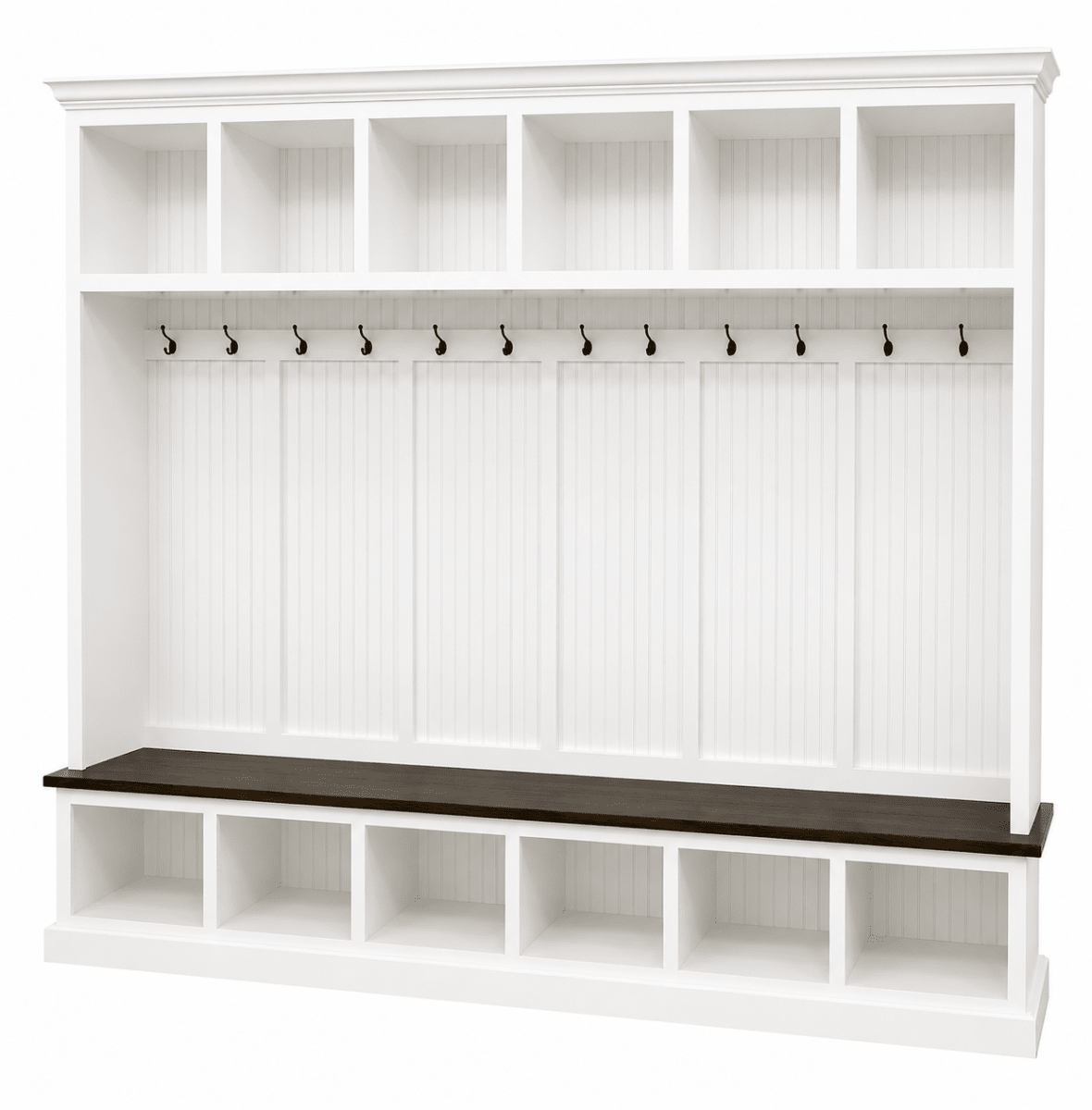Pennsylvania 6-Section Entryway Bench with Storage – Custom Mudroom Organizer | Wood Hall Tree Seating