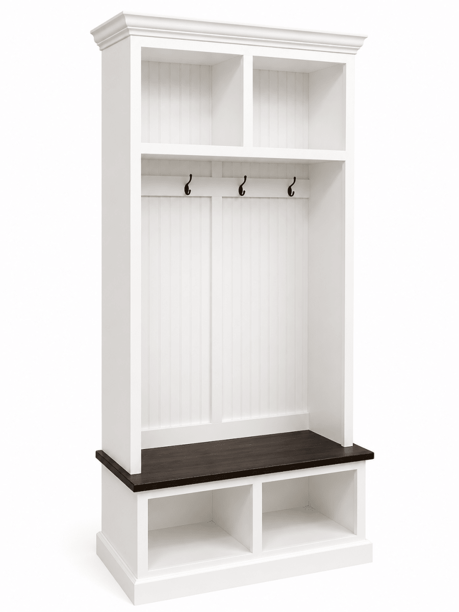 Pennsylvania Entryway Bench with Shoe Storage – 2-Section Solid Wood Mudroom Organizer | Custom Hallway Seating with Storage