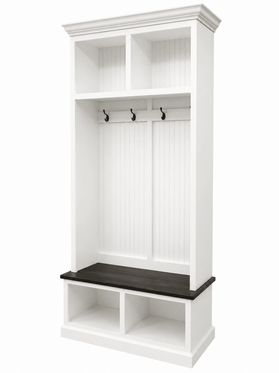 Pennsylvania Entryway Bench with Shoe Storage – 2-Section Solid Wood Mudroom Organizer | Custom Hallway Seating with Storage
