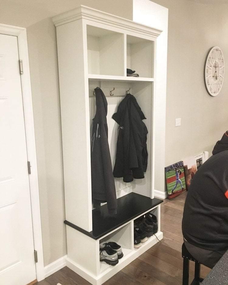 Pennsylvania Entryway Bench with Shoe Storage – 2-Section Solid Wood Mudroom Organizer | Custom Hallway Seating with Storage