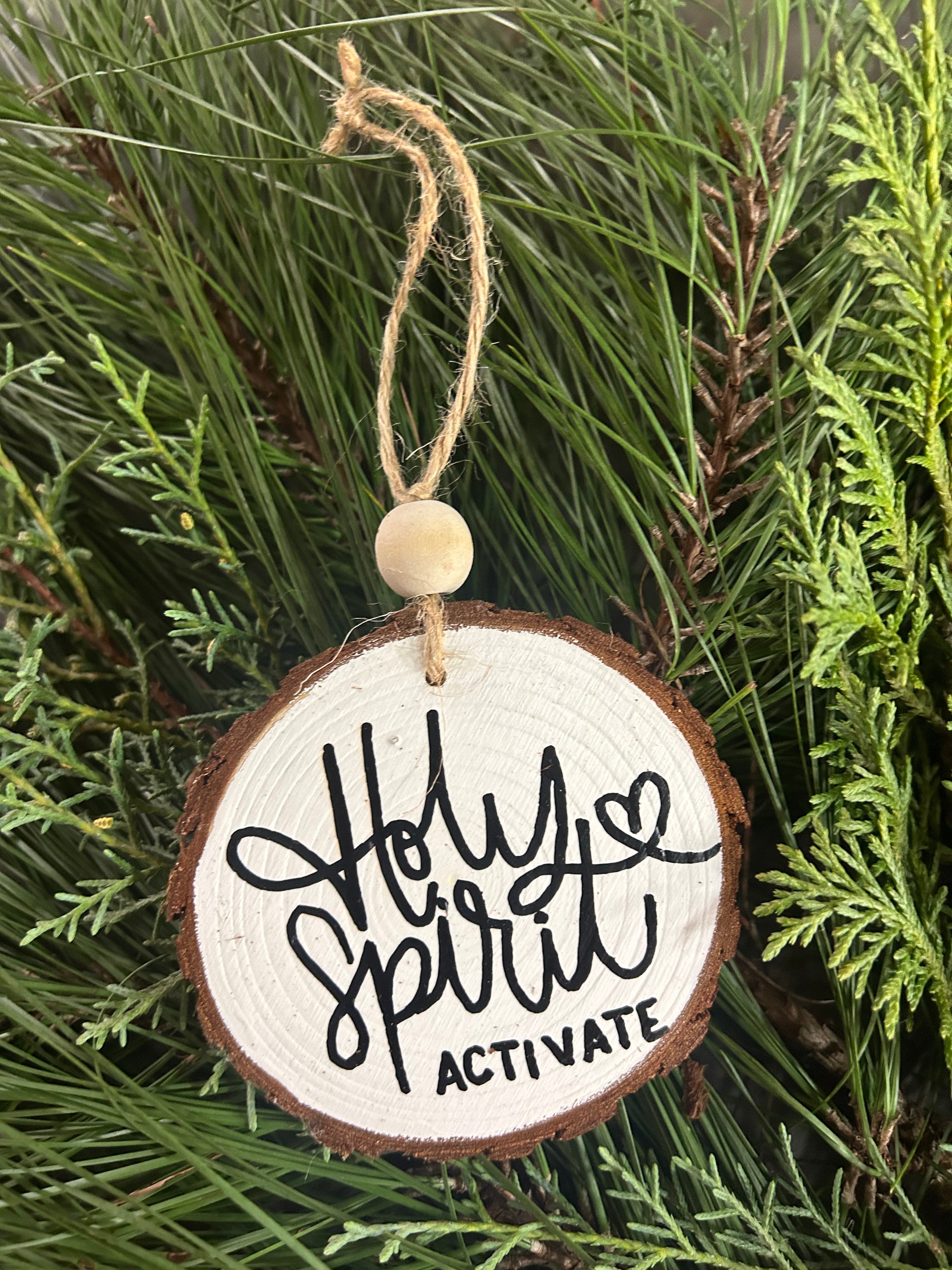 Rustic wood slice ornaments hand painted.