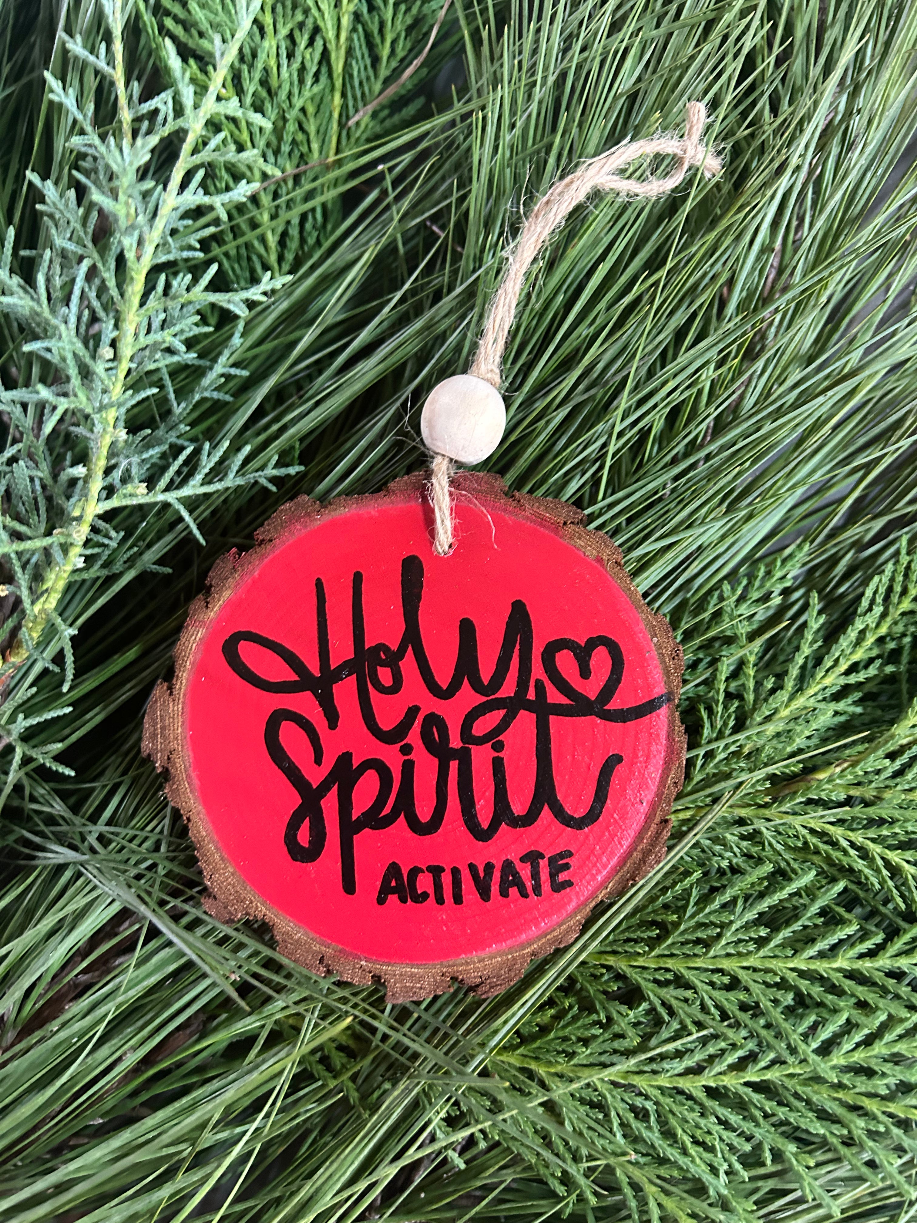 Rustic wood slice ornaments hand painted.