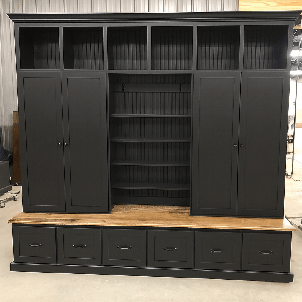Tennessee Hall Tree with Shoe Storage – Wood Mudroom Locker with Shoe Storage & Coat Rack