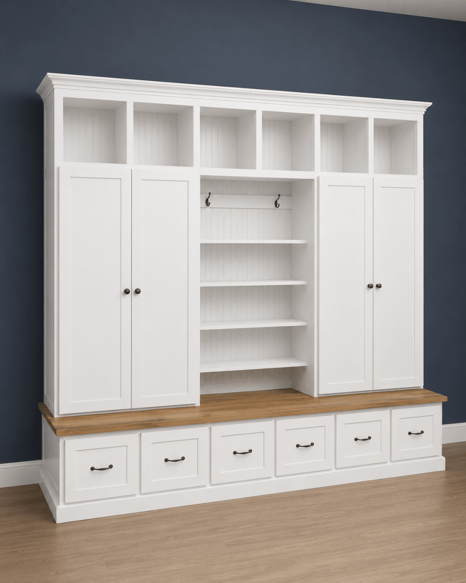 Tennessee Hall Tree with Bench, Cubbies & Coat Hooks