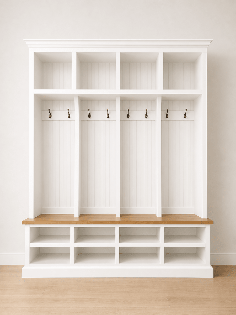 The Lewis Mudroom Locker – Stylish Entryway Storage & Organization Solution | Custom Wood Hall Tree with Cubbies & Hooks