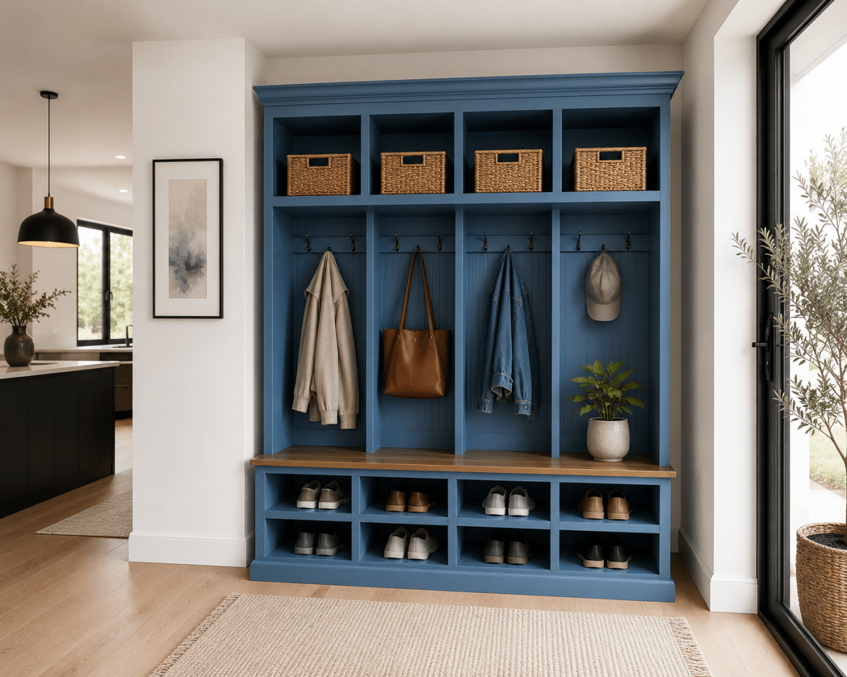The Lewis Mudroom Locker – Stylish Entryway Storage & Organization Solution | Custom Wood Hall Tree with Cubbies & Hooks