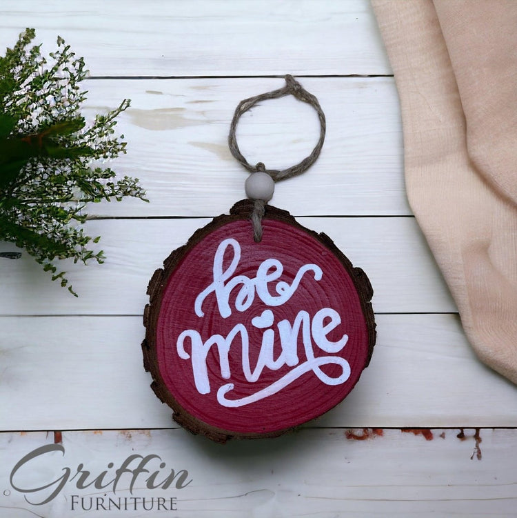 Valentine wood slice ornaments hand painted - Griffin Furniture