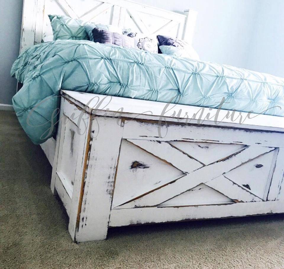 Yulee Barn Door Style Storage Bed Frame | King & Queen Sizes | Rustic Wood Platform Bed with Drawers