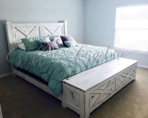 YULEE barn door style storage bed frame king size queen size