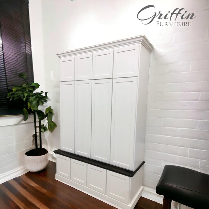ASHVILLE 4-section Entryway bench with shoe storage - Griffin Furniture